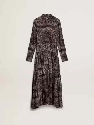 Vestido camisero gris antracita con estampado de cachemira