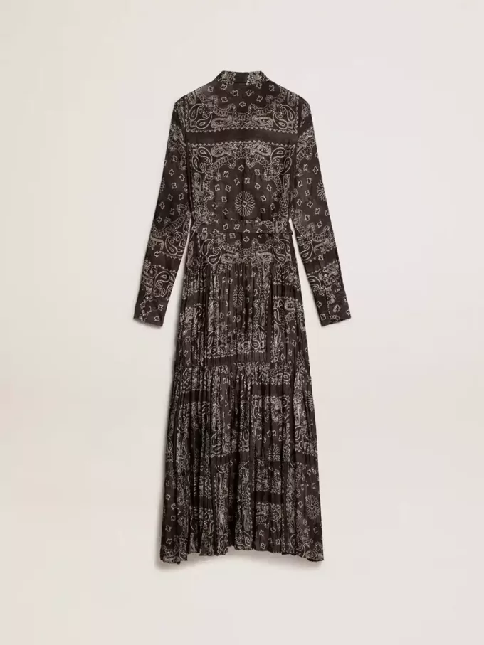 Vestido camisero gris antracita con estampado de cachemira Vestido camisero gris antracita con estampado de cachemira