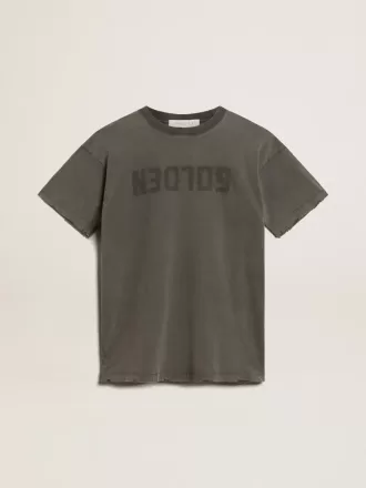 Vestido camiseta gris para mujer con efecto desgastado