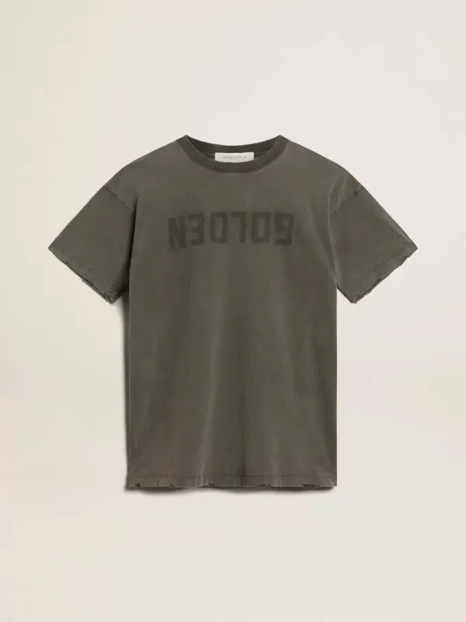 Vestido camiseta gris para mujer con efecto desgastado