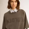 Vestido camiseta gris para mujer con efecto desgastado