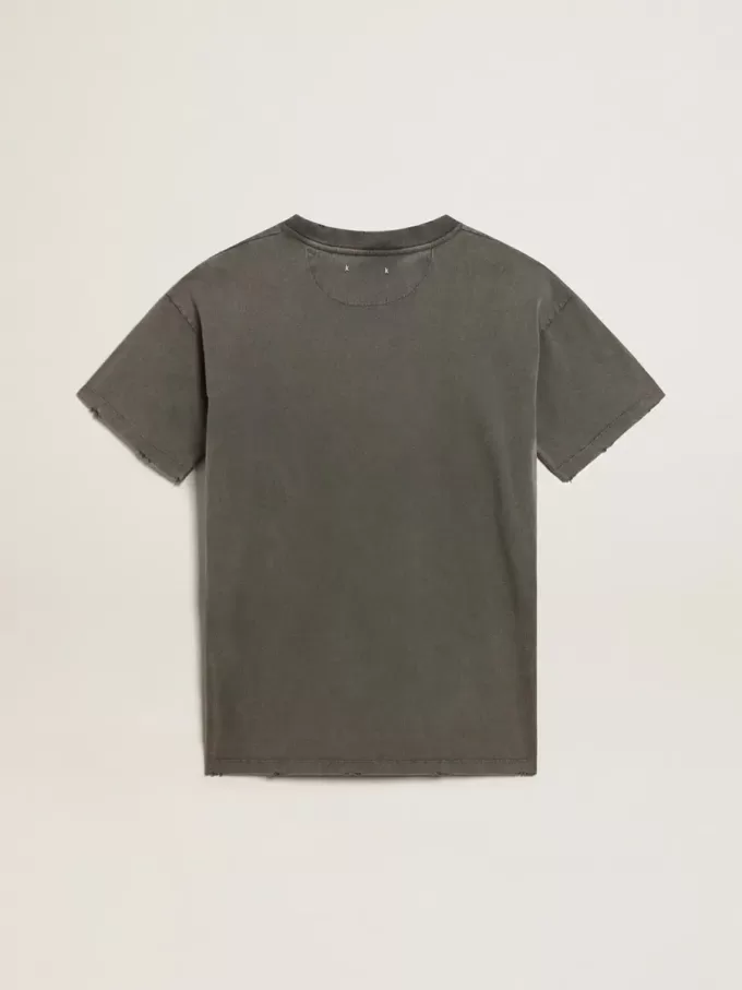 Vestido camiseta gris para mujer con efecto desgastado
