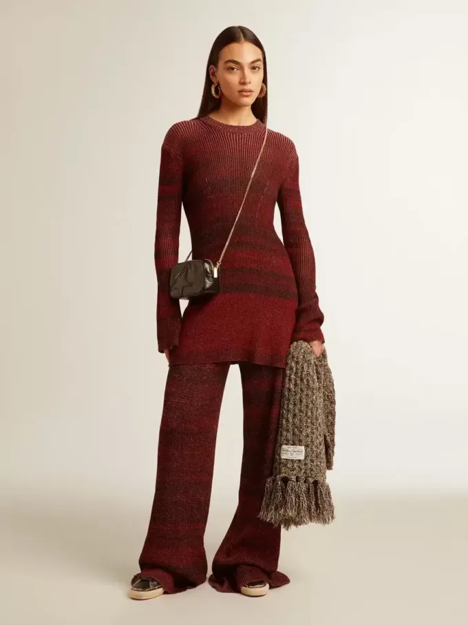 Vestido de algodón con rayas irregulares