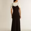 Vestido lencero negro con bordados para mujer