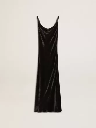 Vestido lencero negro con efecto terciopelo para mujer