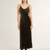 Vestido lencero negro con efecto terciopelo para mujer
