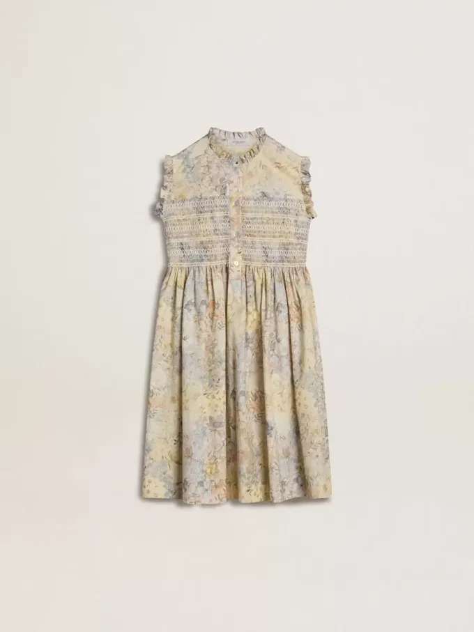 Vestido midi de algodón para niña con estampado floral multicolor