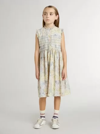 Vestido midi de algodón para niña con estampado floral multicolor