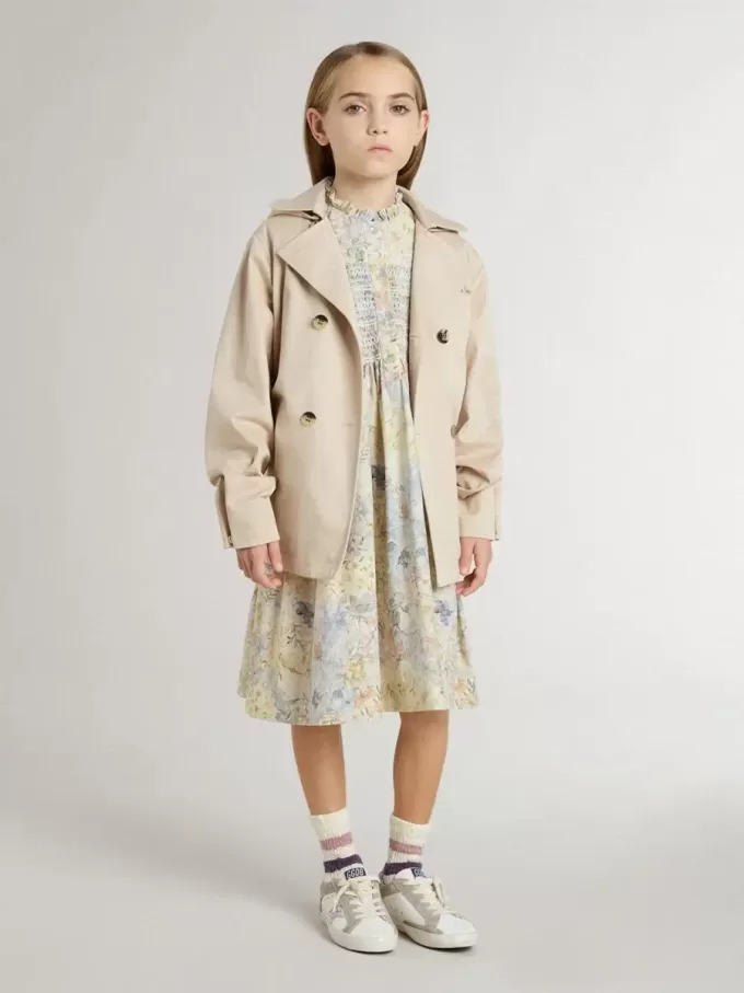 Vestido midi de algodón para niña con estampado floral multicolor