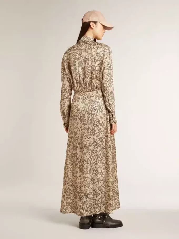 Vestido midi de mujer de mezcla de seda con estampado floral