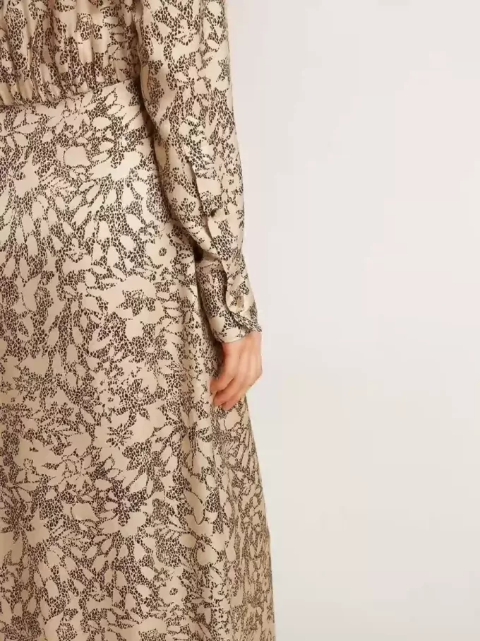 Vestido midi de mujer de mezcla de seda con estampado floral