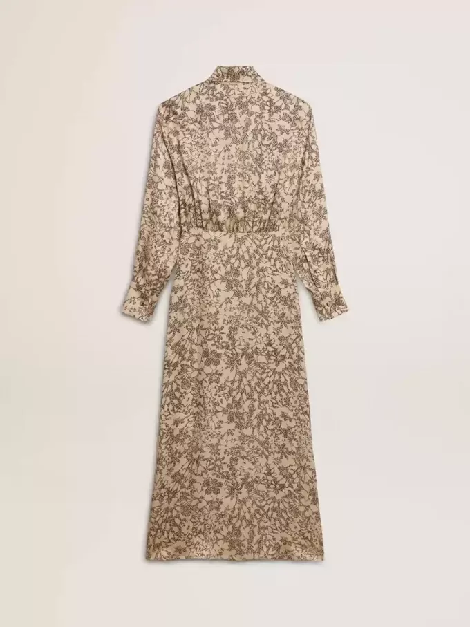 Vestido midi de mujer de mezcla de seda con estampado floral