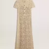 Vestido midi de mujer en encaje transparente color crema Vestido midi de mujer en encaje transparente color crema