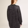 Vestido negro de cuello redondo para mujer con lentejuelas plateadas por toda la prenda