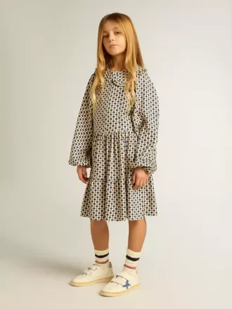 Vestido para niña con estampado geométrico y cuello desmontable