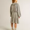 Vestido para niña con estampado geométrico y cuello desmontable Vestido para niña con estampado geométrico y cuello desmontable