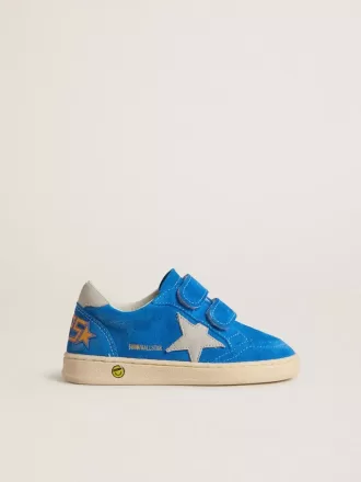 Young Ball Star en ante azul claro con estrella y lengüeta en el talón de nubuck gris