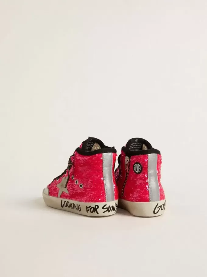 Young Francy con lentejuelas, estrella de ante gris hielo y cordones con estampado animal