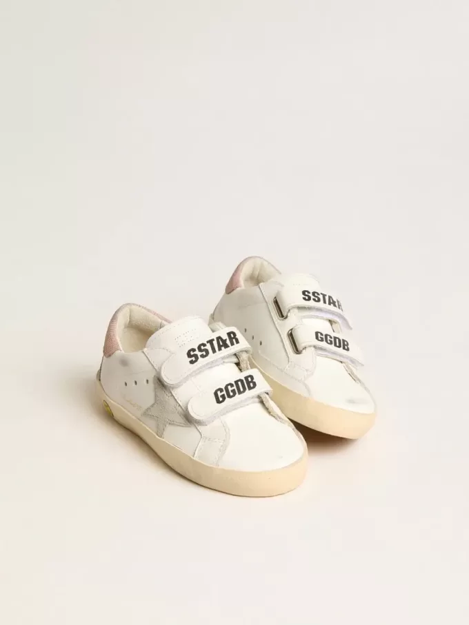 Young Old School en piel con estrella de ante gris y lengüeta del talón en rosa viejo