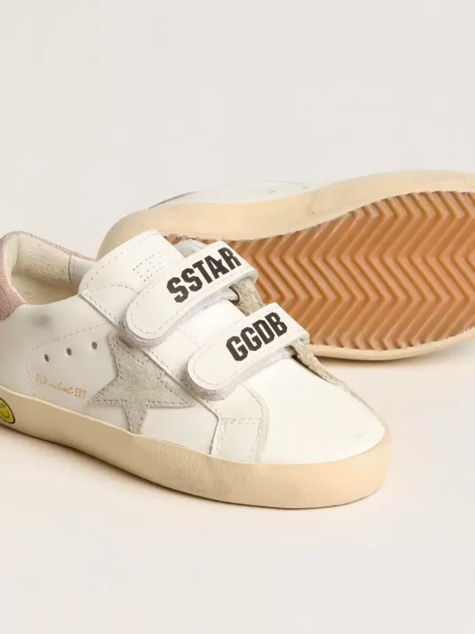 Young Old School en piel con estrella de ante gris y lengüeta del talón en rosa viejo