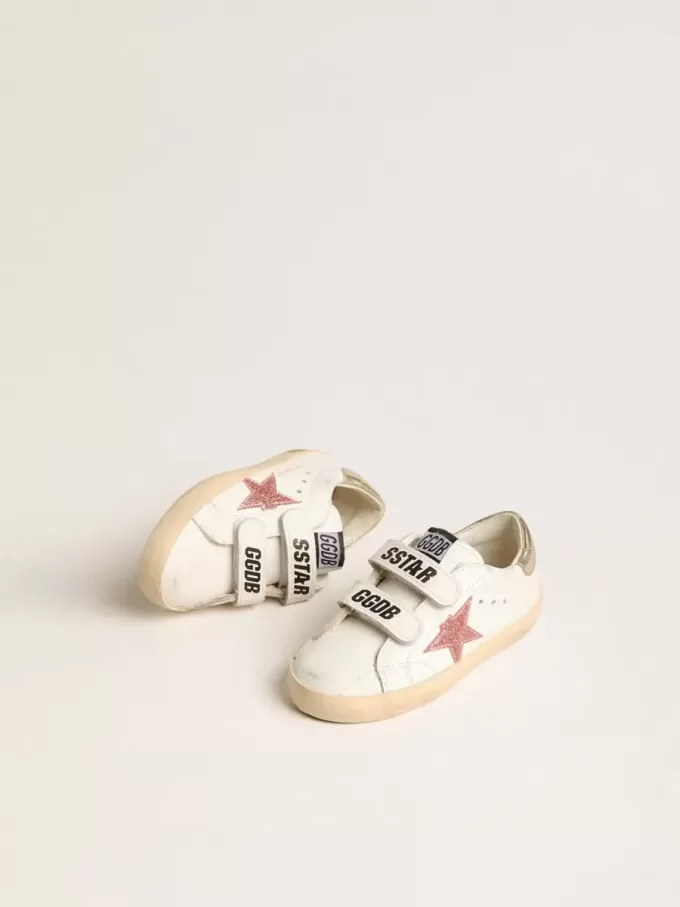 Young Old School en piel con estrella de piel metalizada color melocotón