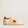 Zapatillas Ball Star LAB para hombre en napa y PVC con estrella y lengüeta en el talón de ante rojo