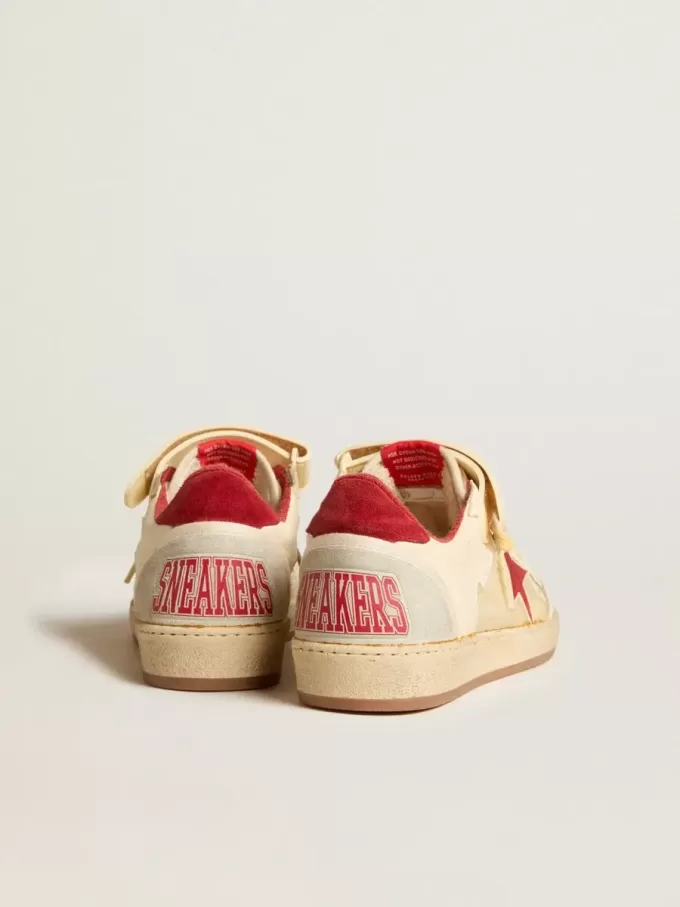 Zapatillas Ball Star LAB para hombre en napa y PVC con estrella y lengüeta en el talón de ante rojo