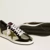 Zapatillas Ball Star LAB para hombre en piel plateada con estrella de piel marrón y lengüeta negra en el talón