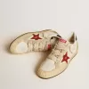 Zapatillas Ball Star LTD para hombre en piel napa con estrella de piel roja y lengüeta de piel en el talón