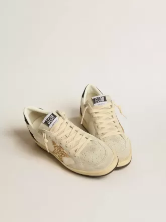 Zapatillas Ball Star LTD para mujer en napa y ante con estrella brillante y lengüeta negra en el talón Zapatillas Ball Star LTD para mujer en napa y ante con estrella brillante y lengüeta negra en el talón