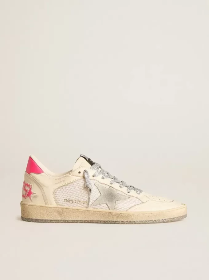 Zapatillas Ball Star LTD para mujer en piel napa y malla con estrella de ante y lengüeta de piel en el talón