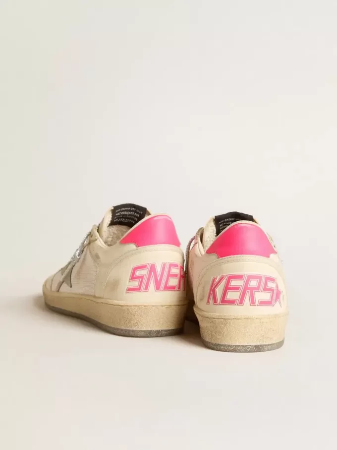 Zapatillas Ball Star LTD para mujer en piel napa y malla con estrella de ante y lengüeta de piel en el talón