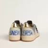 Zapatillas Ball Star para hombre en ante y nubuck con estrella de piel metalizada plateada y lengüeta del talón de piel metalizada dorada Zapatillas Ball Star para hombre en ante y nubuck con estrella de piel metalizada plateada y lengüeta del talón de piel metalizada dorada