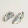 Zapatillas Ball Star para hombre en nailon plateado con estrella y lengüeta en el talón de cuero verde
