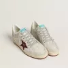 Zapatillas Ball Star para hombre en nubuck con estampado de cocodrilo y estrella de ante burdeos