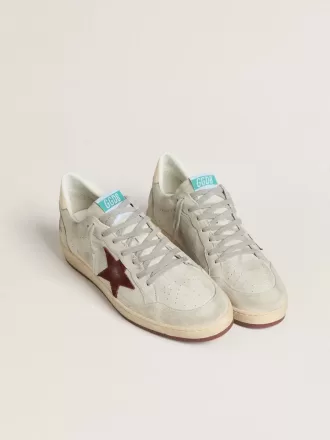 Zapatillas Ball Star para hombre en nubuck con estampado de cocodrilo y estrella de ante burdeos