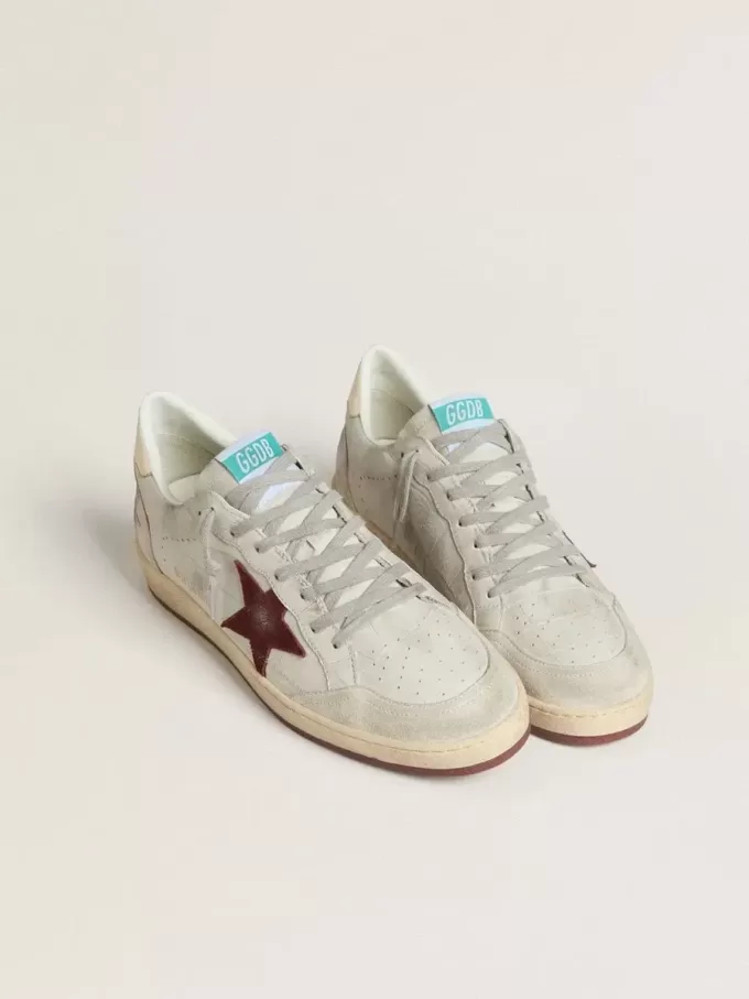 Zapatillas Ball Star para hombre en nubuck con estampado de cocodrilo y estrella de ante burdeos