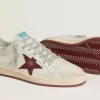 Zapatillas Ball Star para hombre en nubuck con estampado de cocodrilo y estrella de ante burdeos