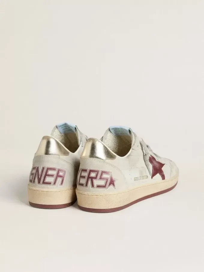 Zapatillas Ball Star para hombre en nubuck con estampado de cocodrilo y estrella de ante burdeos