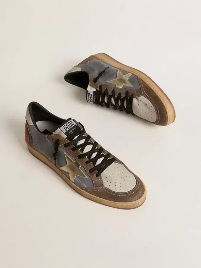 Zapatillas Ball Star para hombre en nubuck y ante con estrella metálica dorada