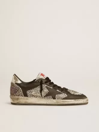 Zapatillas Ball Star para hombre en piel con estampado de elefante y estrella de piel negra
