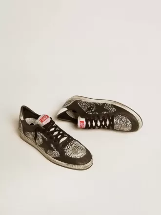 Zapatillas Ball Star para hombre en piel con estampado de elefante y estrella de piel negra