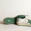 Zapatillas Ball Star para hombre en piel napa blanca con estrella y lengüeta en el talón en piel verde