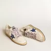 Zapatillas Ball Star para hombre en piel napa con estrella de ante azul y lengüeta del talón en piel platino