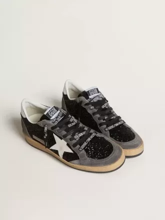 Zapatillas Ball Star para mujer con purpurina, estrella de piel y lengüeta metálica en el talón. Zapatillas Ball Star para mujer con purpurina, estrella de piel y lengüeta metálica en el talón.