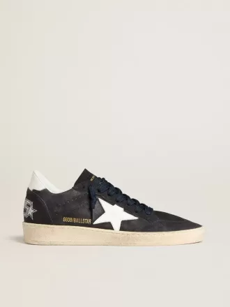 Zapatillas Ball Star para mujer en ante azul oscuro con estrella y lengüeta en el talón de cuero
