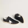 Zapatillas Ball Star para mujer en ante azul oscuro con estrella y lengüeta en el talón de cuero