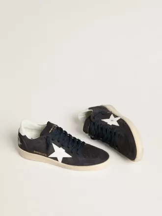 Zapatillas Ball Star para mujer en ante azul oscuro con estrella y lengüeta en el talón de cuero