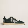 Zapatillas Ball Star para mujer en ante verde con estrella plateada brillante