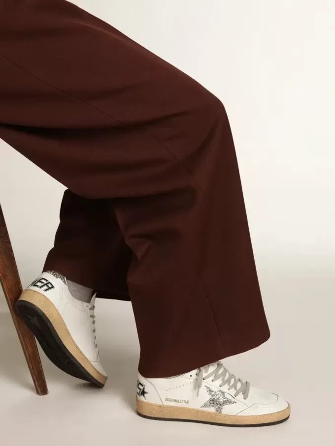 Zapatillas Ball Star para mujer en napa con estrella blanca y lengüeta con purpurina en el talón